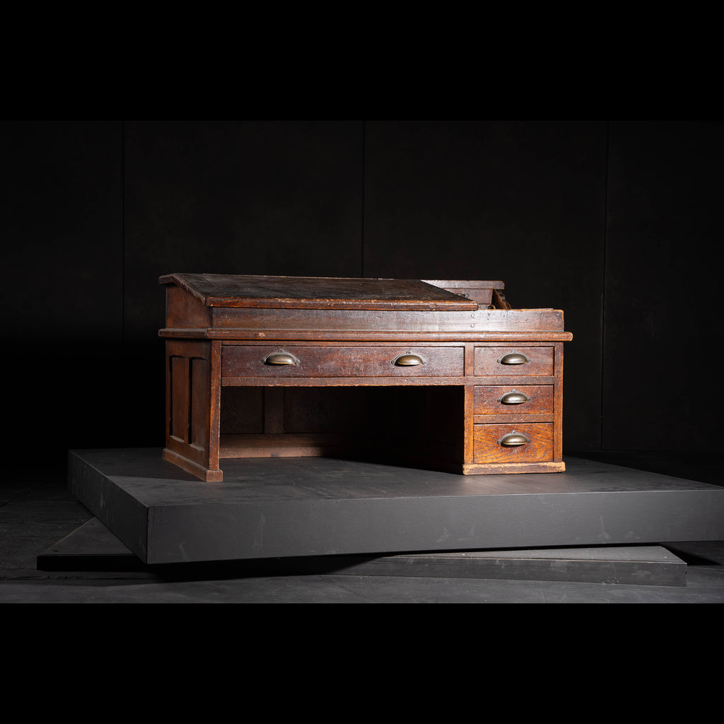 帳場机　古い引き出しと収納付きのテーブル　展示台　文机 アンティーク帳場机 B1366｜古い和家具 – 赤富士竜市オンライン